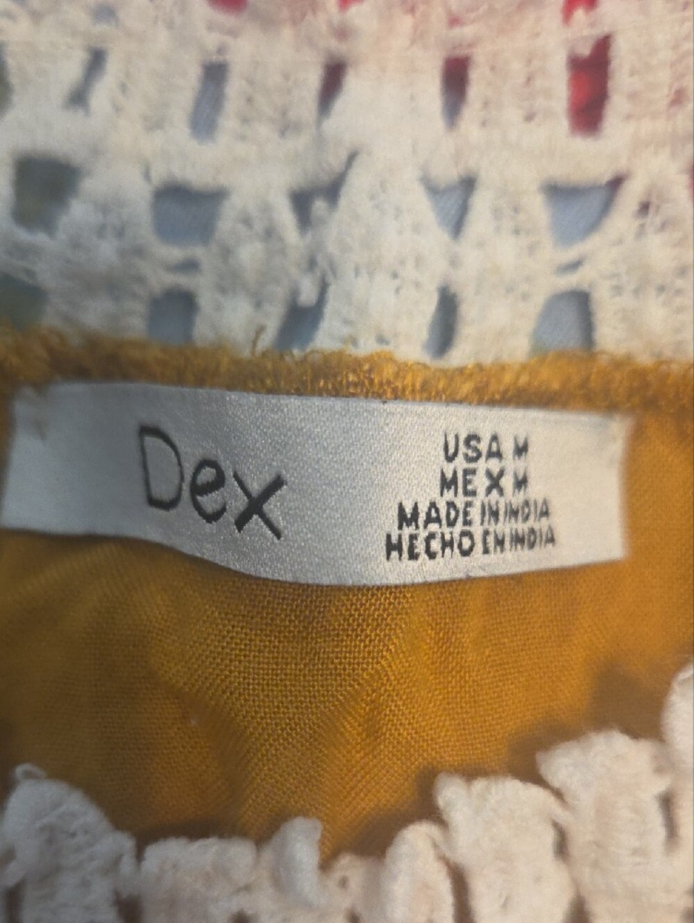 Dex Mustard Tank Top with White Crochet & Embroidery - Picture 2 of 6